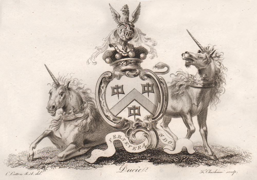 DUCIE. Coat of Arms. Heraldry 1790 old antique vintage print picture